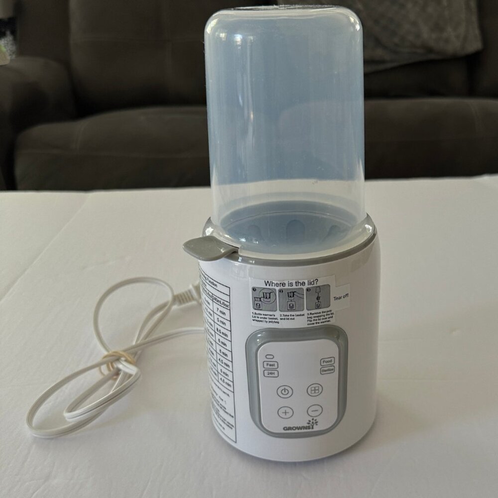 GROWNSY 8-in-1 Fast Baby Milk Warmer with Timer Grey White